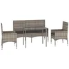 Image de vidaXL Salon de Jardin 4 pcs avec Coussins Gris Résine tressée, Ensemble de Salon d'extérieur, Ensemble de mobilier d'extérieur, Ensemble de mobilier de Patio