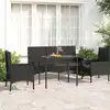 Image de vidaXL Salon de jardin 4 pcs avec coussins Noir Résine tressée