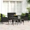 Image de vidaXL Salon de jardin 6 pcs avec coussins Noir Résine tressée