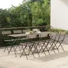 Image de vidaXL Chaises de bistrot pliantes lot de 8 Gris Résine tressée acier