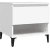Image de vidaXL Table d'Appoint, Table Basse avec Tiroir et Compartiment, Bout de Canapé avec Rangement, Meuble de Salon, Moderne, Blanc Bois d'Ingénierie
