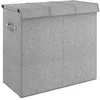 Image de Panier à linge pliable Gris 64,5x34,5x59 cm Tissu en faux lin