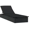 Image de vidaXL Chaise Longue 1 pc avec Coussin Noir 201x55x62cm résine tressée