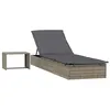 Image de vidaXL Transat avec Table Gris résine tressée, transats, Chaise Longue, Chaise Longue d'extérieur, chaises Longues, lit de Repos