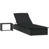 Image de vidaXL Transat avec Table Noir résine tressée, transats, Chaise Longue, Chaise Longue d'extérieur, chaises Longues, lit de Repos