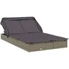 Image de vidaXL Transat 2 Places avec Toit Pliable Gris 213x118x97 cm, Chaise Longue, Chaise Longue d'extérieur, lit de Salon, lit de Repos