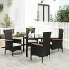 Image de vidaXL Chaises de jardin lot de 4 avec coussins Résine tressée Noir