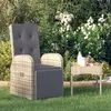 Image de vidaXL Chaise inclinable de jardin avec coussins gris résine tressée