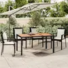 Image de vidaXL Table de jardin plateau en bois Noir Résine tressée bois massif