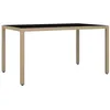 Image de vidaXL Table de Jardin Plateau en Verre Résine tressée Verre trempé, mobilier de Jardin, mobilier d'extérieur, Table, Table à Manger