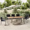 Image de vidaXL Table de jardin et dessus en bois Gris Résine tressée et acacia