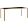 Image de vidaXL Table de Jardin Plateau en Verre Résine tressée Verre trempé, mobilier de Jardin, mobilier d'extérieur, Table, Table à Manger