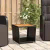 Image de vidaXL Table à thé et dessus en bois Noir Résine tressée Acacia massif