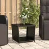 Image de vidaXL Table à thé dessus en verre Noir Résine tressée verre trempé