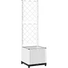 Image de vidaXL Jardinière avec Treillis, Pot de Fleurs, Lit Surélevé de Jardin, Boîte de Plantation, Bac à Plante Patio Extérieur, Blanc 40x40x136 cm PP