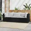 Image de vidaXL Salon de jardin 3 pcs avec coussins Noir Résine tressée