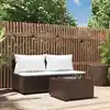 Image de vidaXL Salon de jardin 3 pcs avec coussins marron résine tressée