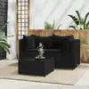 Image de vidaXL Salon de jardin 3 pcs avec coussins Noir Résine tressée