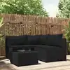 Image de vidaXL Salon de jardin 4 pcs avec coussins Noir Résine tressée