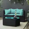 Image de vidaXL Salon de jardin 3 pcs avec coussins Noir Résine tressée