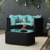 Image de vidaXL Salon de jardin 4 pcs avec coussins Noir Résine tressée