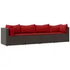 Image de vidaXL Salon de Jardin 4 pcs avec Coussins Marron Résine tressée