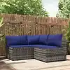 Image de vidaXL Salon de jardin 3 pcs avec coussins Gris Résine tressée