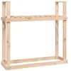 Image de vidaXL Support à bûches en bois de pin massif 110x35x108,5 cm, rangement sec pour bois de chauffage, brun clair