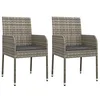 Image de Chaises de jardin avec coussins lot de 2 Résine tressée Gris