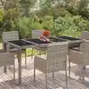 Image de vidaXL Table de jardin dessus en verre Gris 190x90x75cm Résine tressée