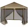 Image de vidaXL Chapiteau hexagonal et parois latérales 3,6x3,1 m taupe 220g/m²