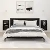 Image de vidaXL Étagères de chevet murales 2 pcs Noir Bois de pin massif