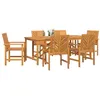 Image de vidaXL Ensemble de Salle à Manger pour Jardin 7 pcs Marron, Ensemble de Repas en Acacia pour la terrasse, Table Moderne, Meubles d'extérieur, Rassemblement rectangulaire
