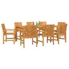 Image de vidaXL Ensemble de Salle à Manger pour Jardin 9 pcs Marron, Ensemble de Repas en Acacia pour la terrasse, Table Moderne, Meubles d'extérieur, Rassemblement rectangulaire