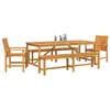Image de vidaXL Ensemble de Salle à Manger pour Jardin 5 pcs Marron, Ensemble de Repas en Acacia pour la terrasse, Table Moderne, Meubles d'extérieur, Rassemblement rectangulaire