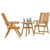 Image de vidaXL Ensemble de Salle à Manger pour Jardin 3 pcs Marron, Meubles de Jardin Durables, Dossier Multi-Positions, Meubles Pliables, Set de Salle à Manger Extérieur, Patio en Bois, Lounge