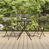 Image de vidaXL Ensemble de bistro pliable 3 pcs Gris Résine tressée