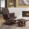 Image de vidaXL Chaise berçante avec repose-pied Marron Tissu