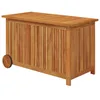 Image de vidaXL Boîte de rangement de jardin avec roues 90x50x58 cm Bois acacia, mobilier de jardin, mobilier de terrasse, coffre de rangement en bois