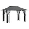 Image de vidaXL Belvédère avec parois latérales Anthracite 400x300x270 cm Acier, belvédère de Jardin, belvédère de fête, belvédère en métal, auvent de Jardin