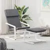 Image de vidaXL Chaise de relaxation avec repose-pied Gris foncé Tissu