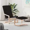 Image de vidaXL Chaise de relaxation avec repose-pied Noir Tissu