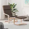 Image de vidaXL Chaise de relaxation avec repose-pied Marron foncé Tissu