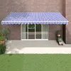 Image de vidaXL Auvent rétractable bleu et blanc 5x3 m tissu et aluminium