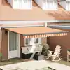 Image de vidaXL Auvent rétractable jaune et blanc 4x3 m tissu et aluminium