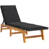Image de vidaXL Chaise Longue avec Coussin Résine tressée/Bois Massif d'acacia