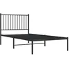 Image de Cadre de lit métal sans matelas avec tête de lit noir 90x190 cm