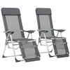 Image de vidaXL Lot de 2 Chaises de Camping Pliantes et Repose-Pied, Fauteuil avec Accoudoirs, Sièges avec Dossier Pêche Pique-Nique, Textilène