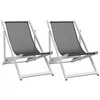 Image de vidaXL Lot de 2 Chaises de Plage Pliantes, Transats avec Hauteur Réglable, Bain de Soleil Jardin, Moderne, Gris Aluminium et Textilène