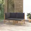 Image de vidaXL Salon de jardin 2 pcs avec coussins gris foncé bambou